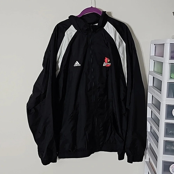 Adidas Louisville Black Windbreaker Jacket - Picture 1 of 9